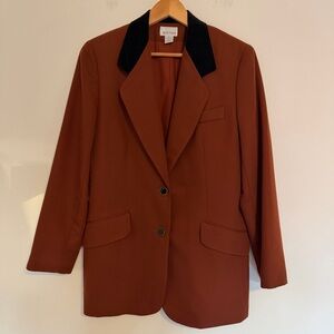 Agenda Gorgeous Rust Brown and Black Vintage Blazer Size 8